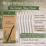 Biodegradable Eco Friendly Eyebrow Razors - Wheat Straw Razor Blades, 12 Pack - REGN