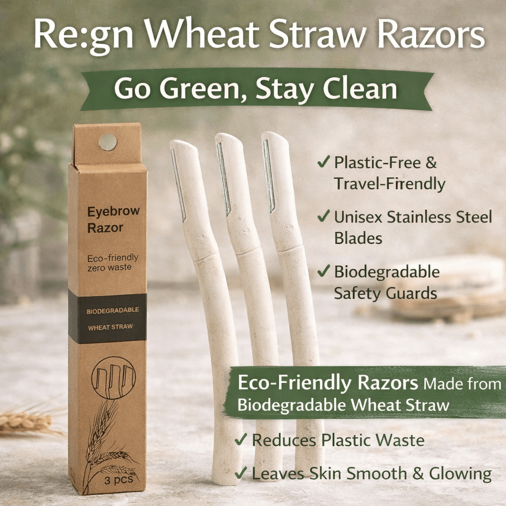 Biodegradable Eco Friendly Eyebrow Razors - Wheat Straw Razor Blades, 3 Pack - REGN