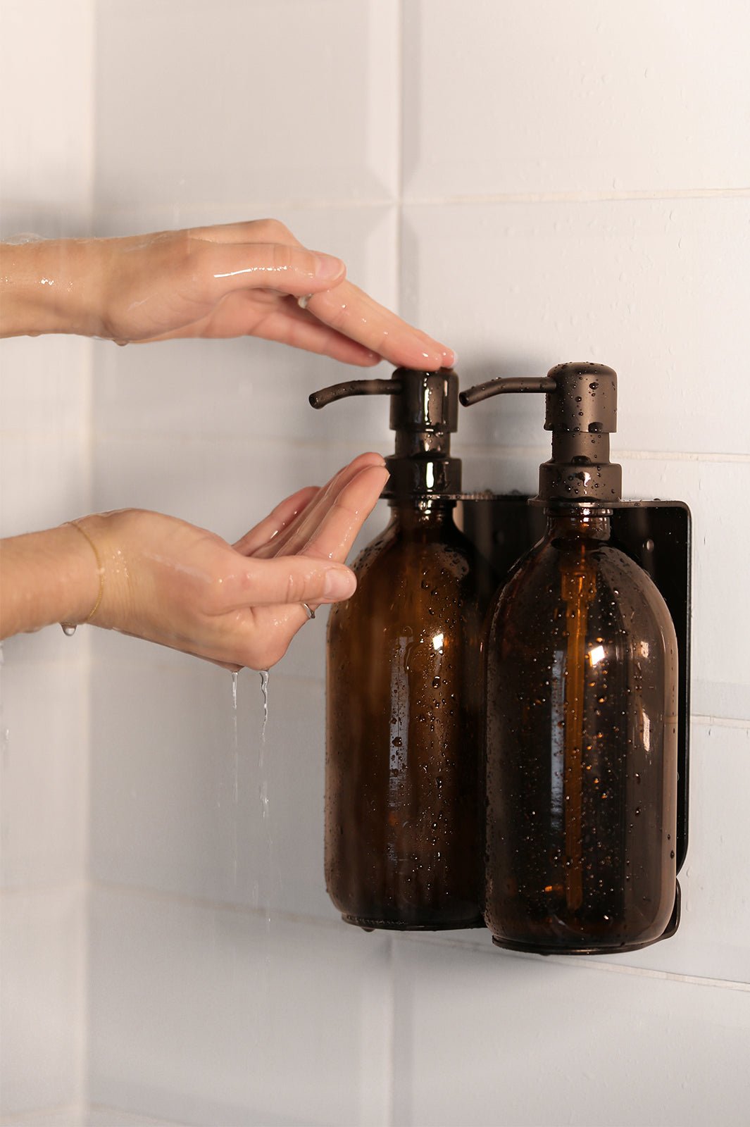 Black Double Wall Mounted Soap Dispensers - REGN
