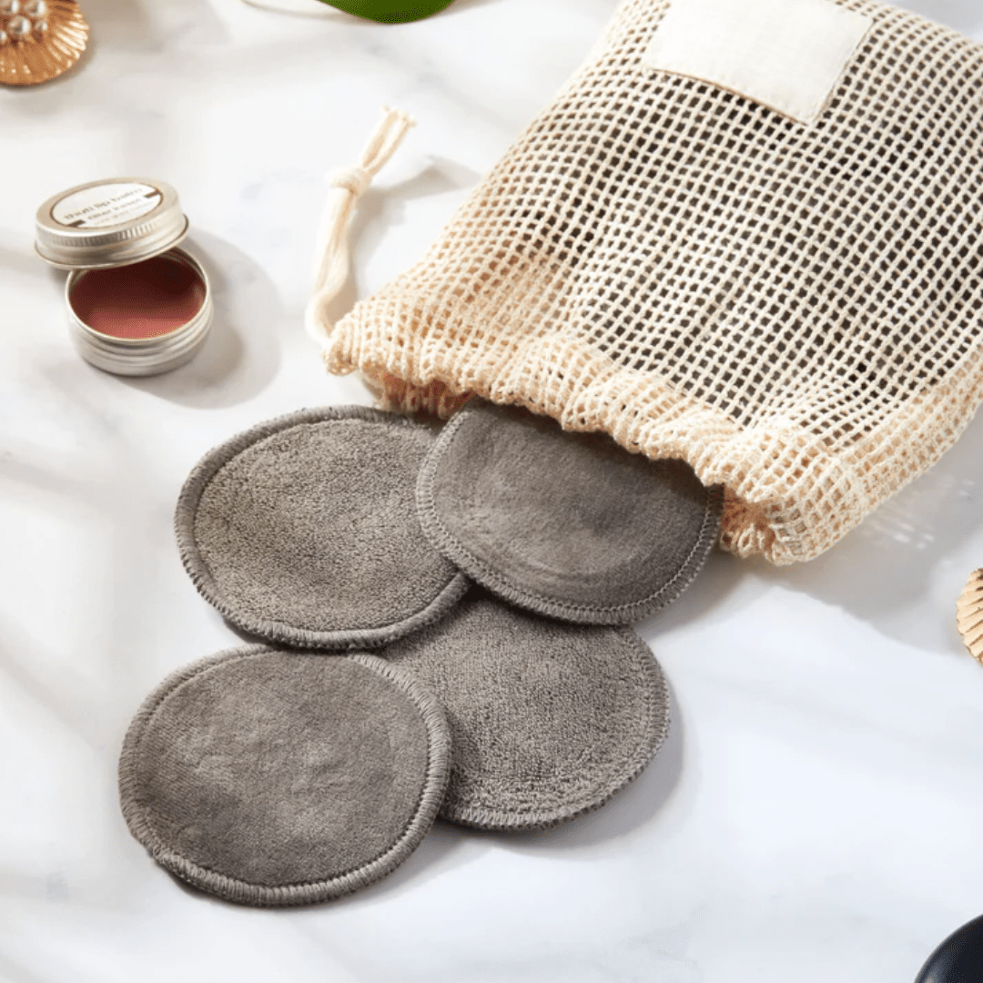 Black Organic Reusable Cotton Makeup Remover Pads - Eco Cotton Washable Pads, Pack of 16 - REGN