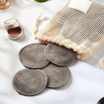 Black Organic Reusable Cotton Makeup Remover Pads - Eco Cotton Washable Pads, Pack of 16 - REGN