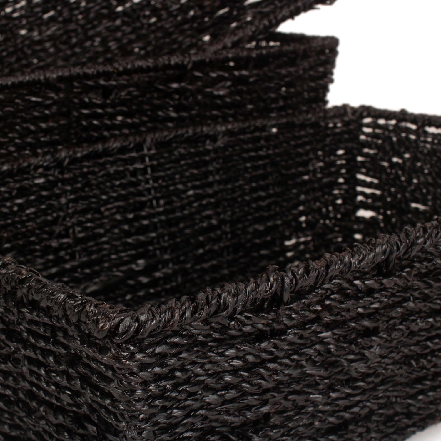Black Paper Rope Tray Baskets Set of 3 - REGN