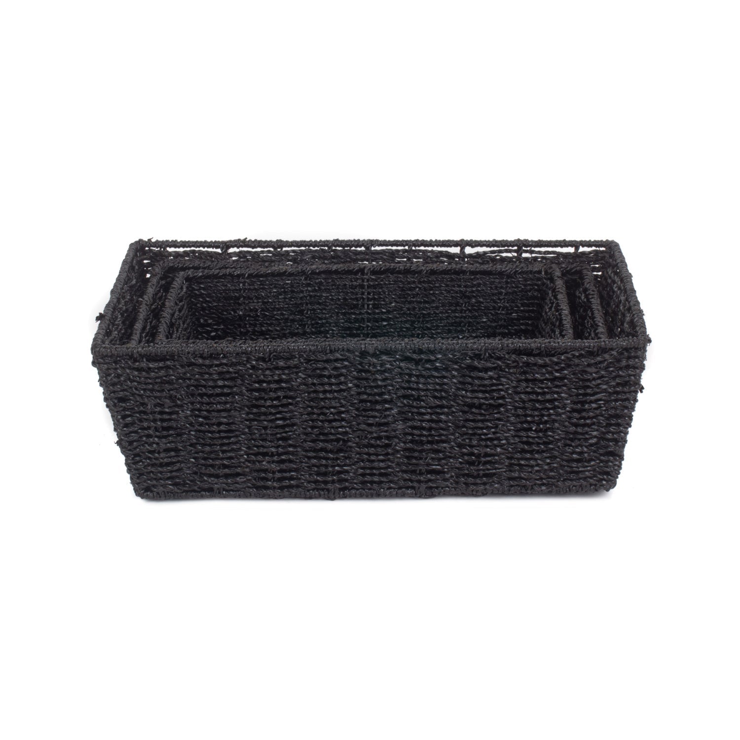 Black Paper Rope Tray Baskets Set of 3 - REGN