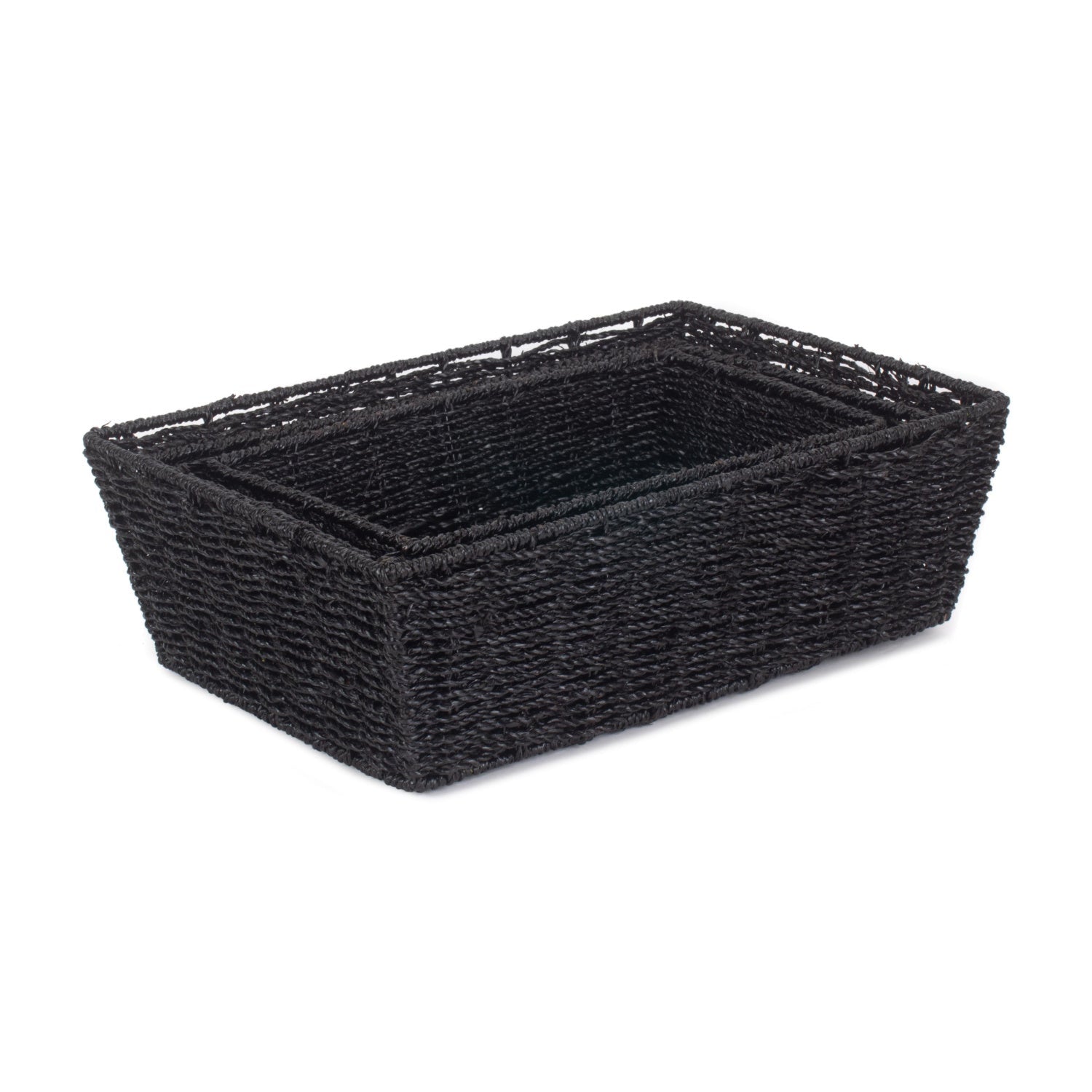 Black Paper Rope Tray Baskets Set of 3 - REGN