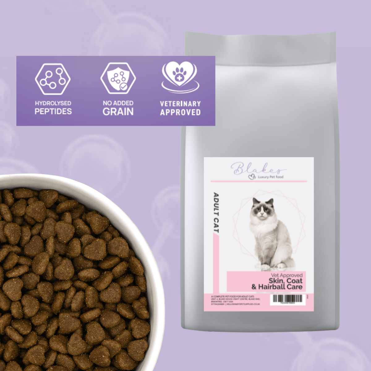 Blake’s Luxury Pet Food Peptide+ Cat Skin, Coat & Hairball Care Hydrolysed Salmon Adult Cat Food - REGN