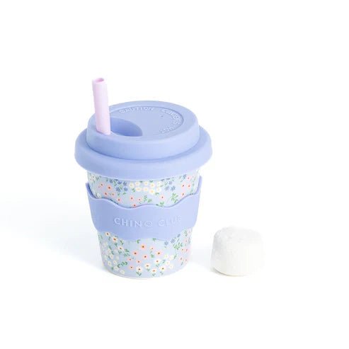 Blue Floral Babychino Cup 4oz (Straws Sold Separately) - REGN