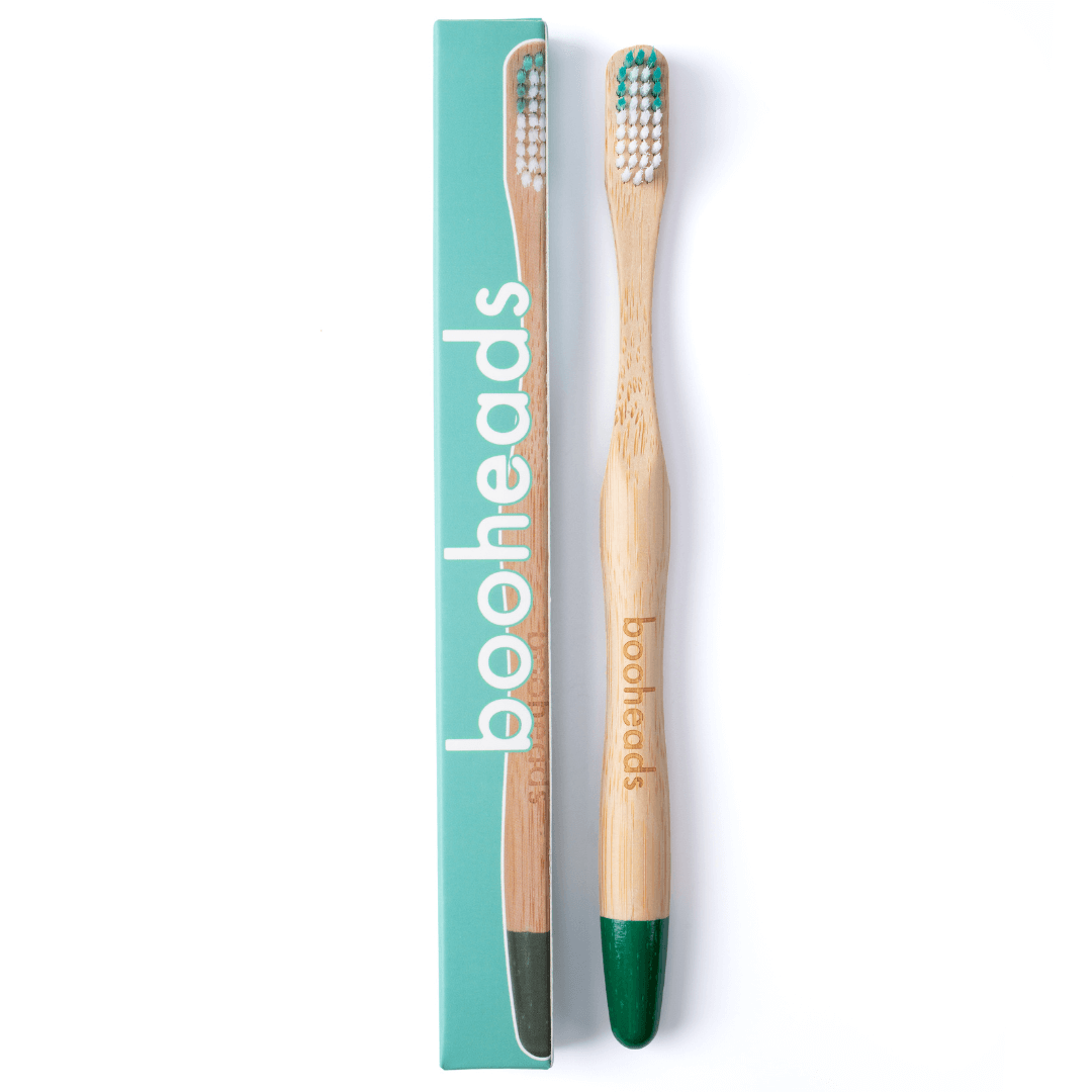 booheads - 1PK - Bamboo Toothbrush - Green | Biodegradable, bamboo and plant-based - REGN
