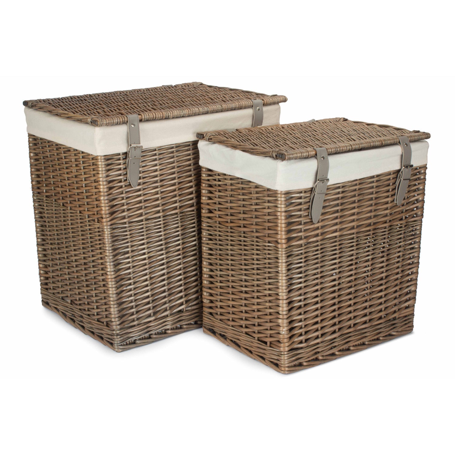 Boutique Antique Wash Willow Storage Laundry Hamper with Lining Set 2 - REGN