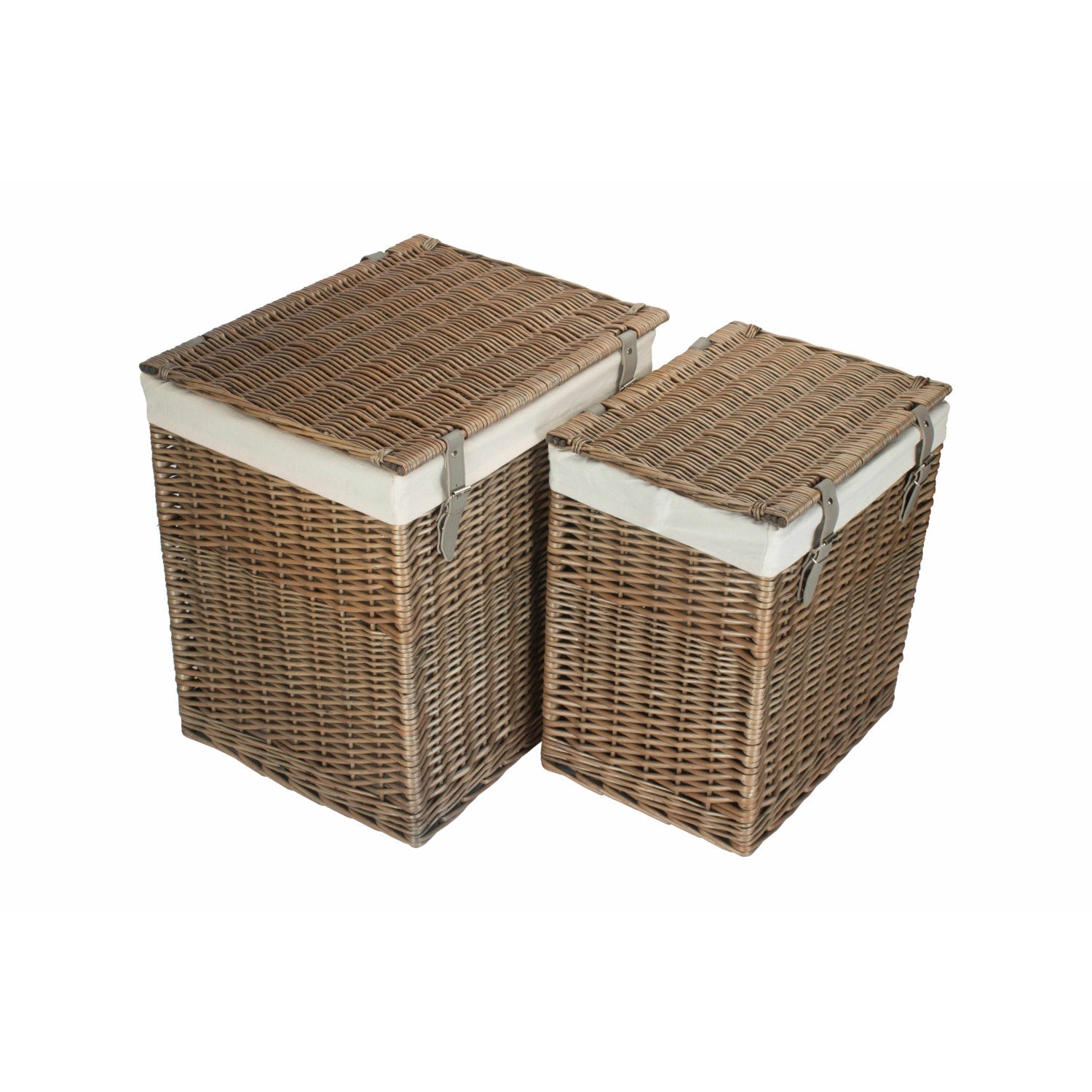 Boutique Antique Wash Willow Storage Laundry Hamper with Lining Set 2 - REGN
