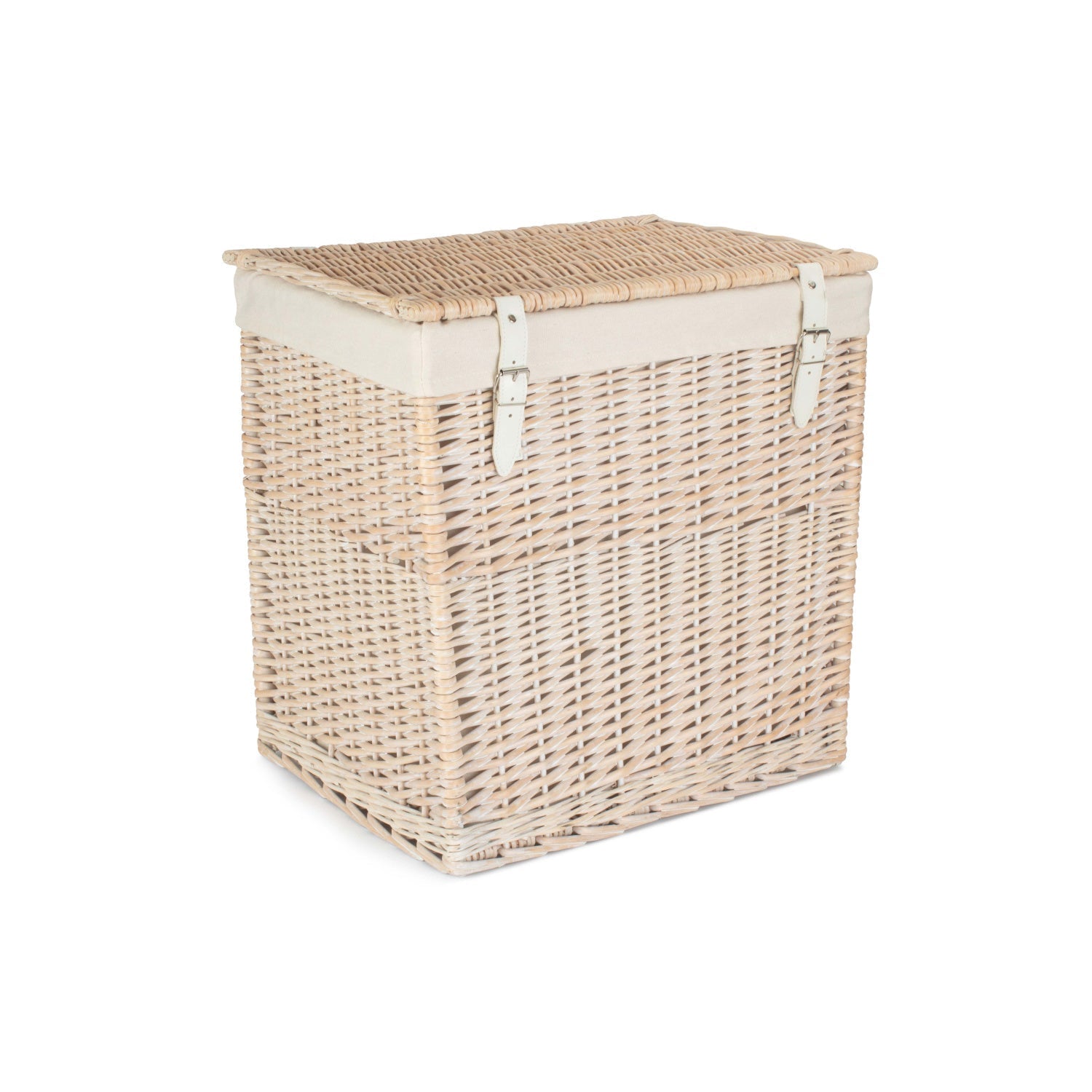Boutique White Wash Willow Laundry Hamper With Lining - Large - REGN