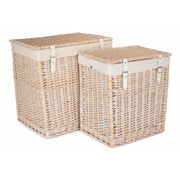 Boutique White Wash Willow Laundry Hamper with Lining Set 2 - REGN
