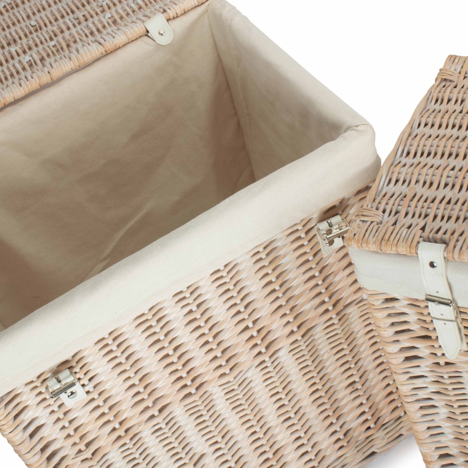 Boutique White Wash Willow Laundry Hamper with Lining Set 2 - REGN