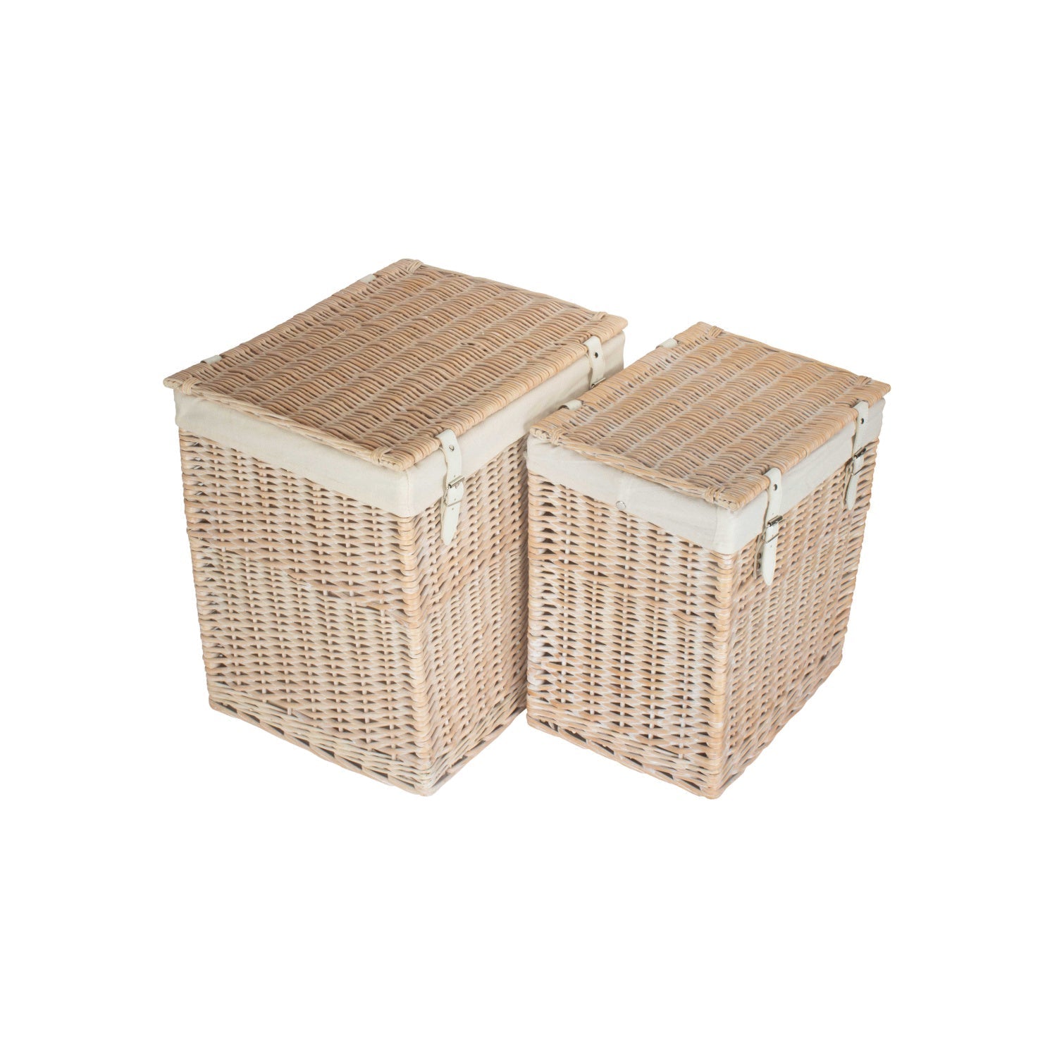 Boutique White Wash Willow Laundry Hamper with Lining Set 2 - REGN