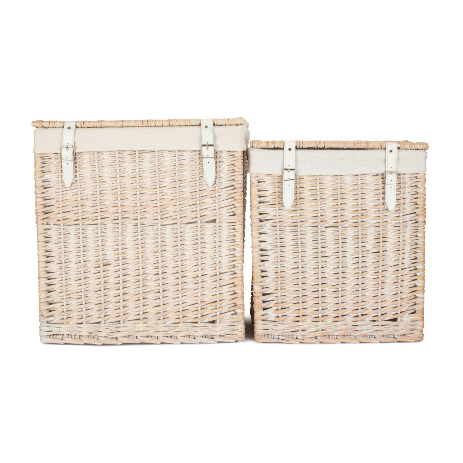 Boutique White Wash Willow Laundry Hamper with Lining Set 2 - REGN
