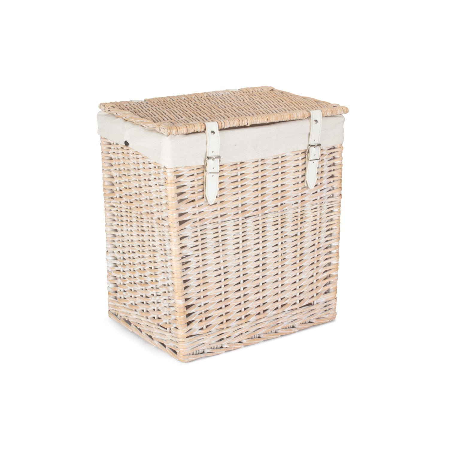 Boutique White Wash Willow Laundry Hamper with Lining - Small - REGN