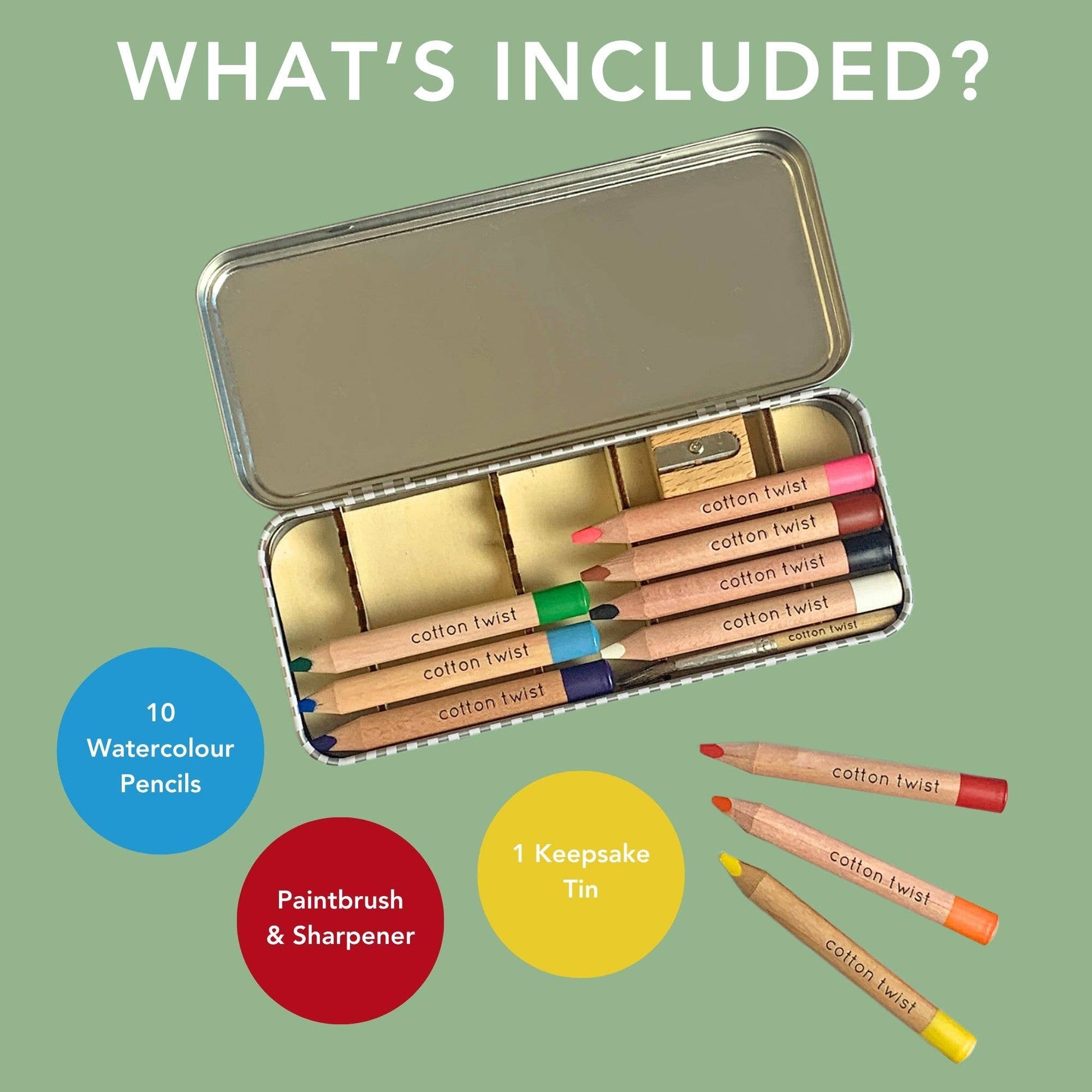 Bright Mix Watercolour Pencils Gift Set in Reusable Tin - REGN