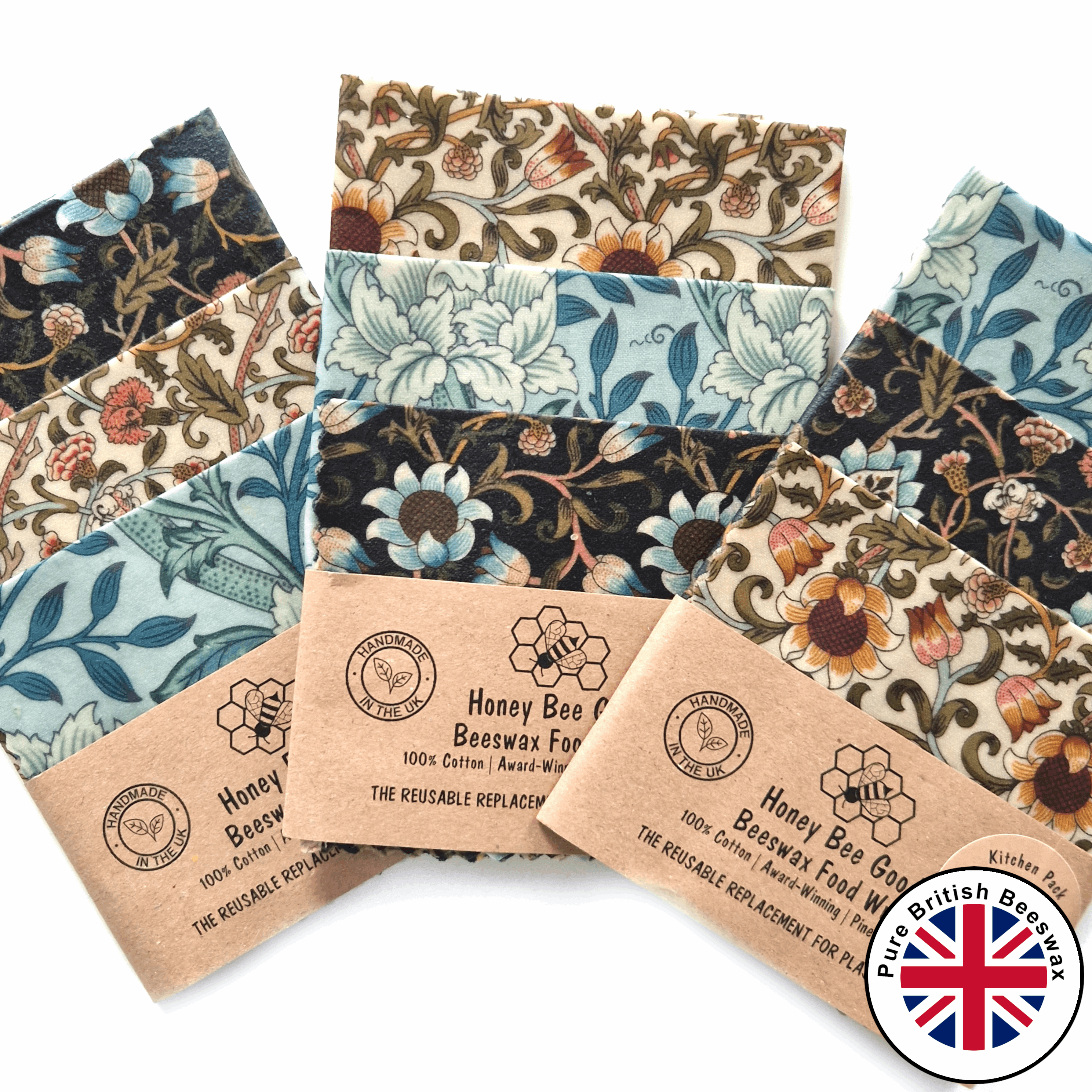 *British Beeswax Set of 3 Handmade Beeswax Wraps | William Morris - REGN