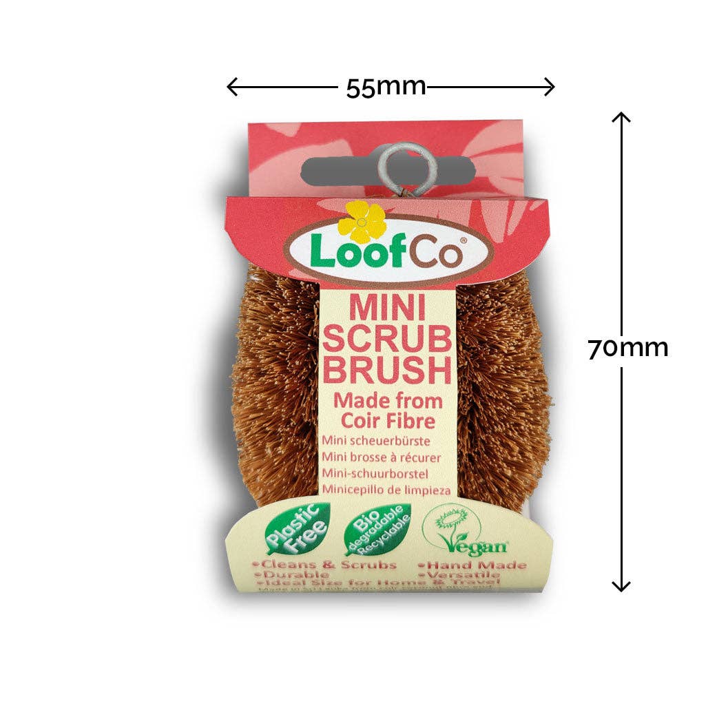LoofCo Mini Scrub Brush – Natural Coconut Coir Fibre Cleaning Brush