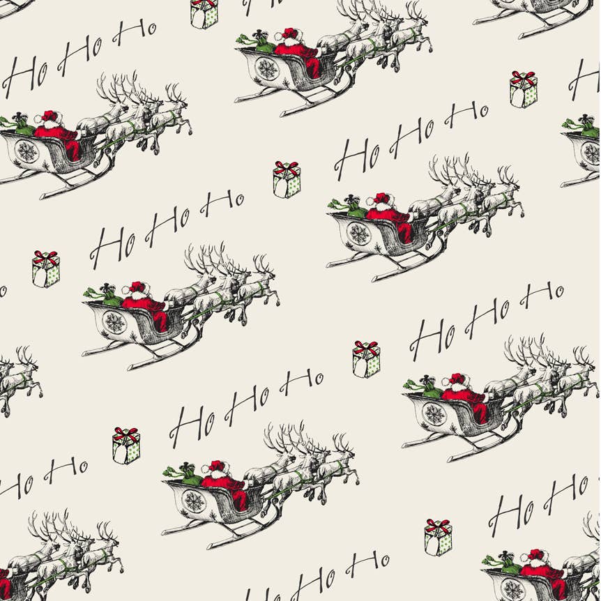 Vintage Christmas Wrapping Paper – Eco-Friendly FSC™ Recyclable  - Single Sheet