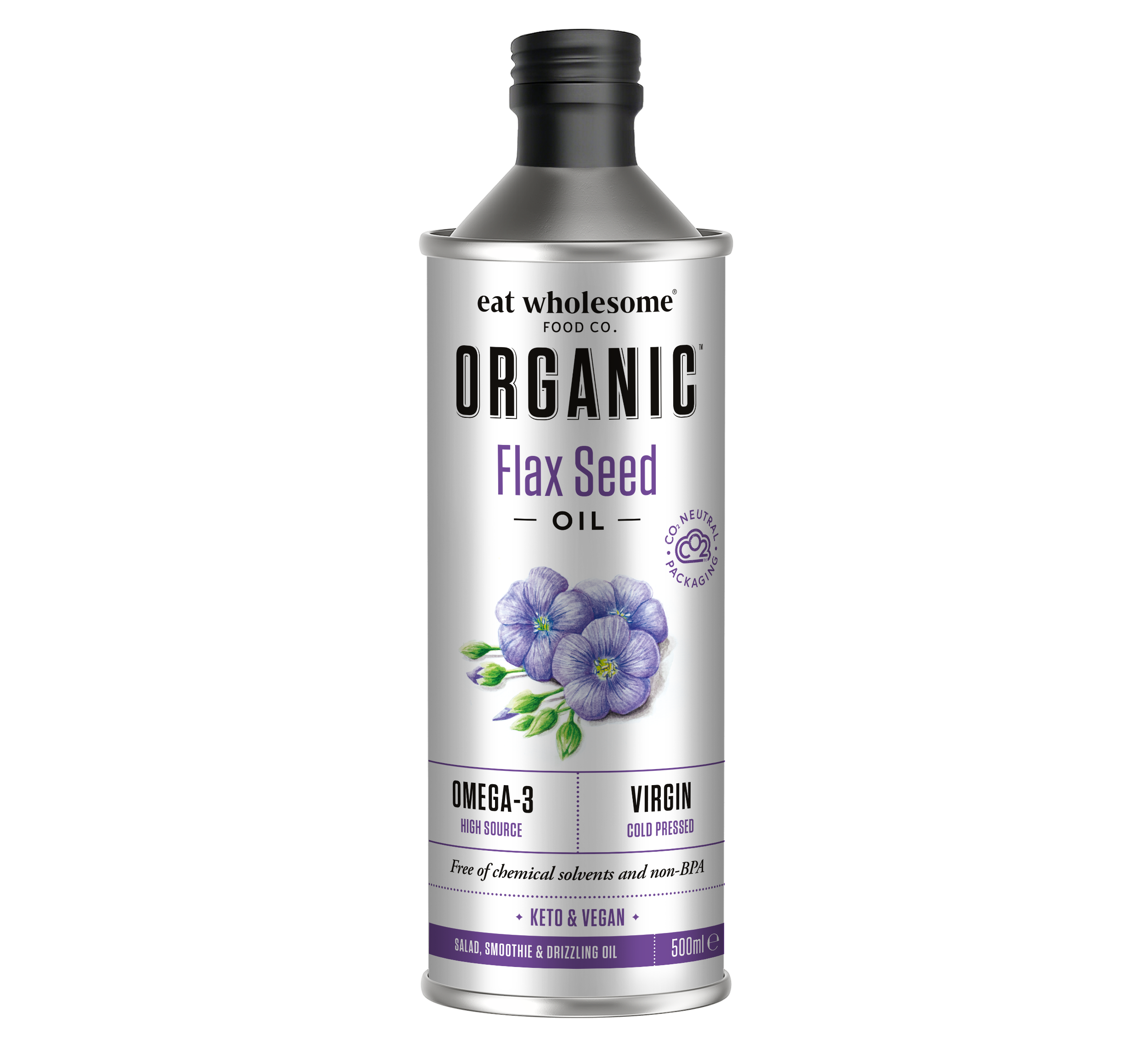 Eat Wholesome Organic Flax Seed Oil 500ml | Cold-Pressed