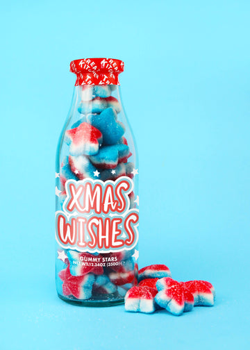 Xmas Wishes Sweet Bottle – Cherry Gummy Stars