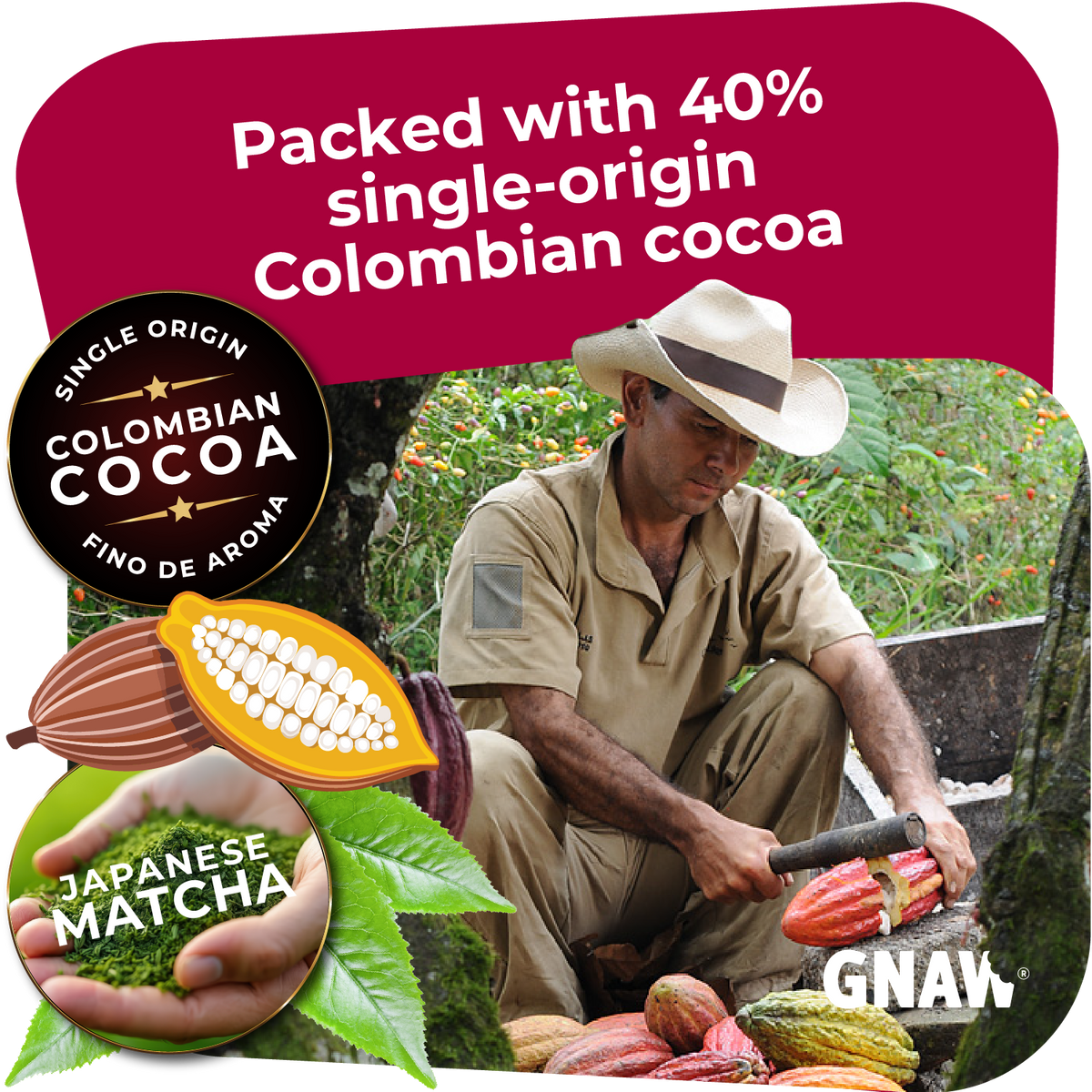 GNAW Matcha Hot Chocolate Flakes | 40% Colombian Cocoa & Japanese Matcha | Luxury Drinking Chocolate