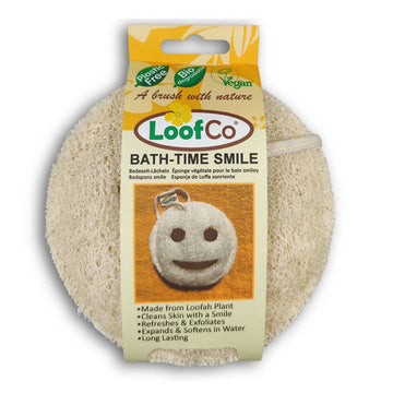 LoofCo Bath-Time Smile Loofah Pad – Natural Exfoliating Body Sponge
