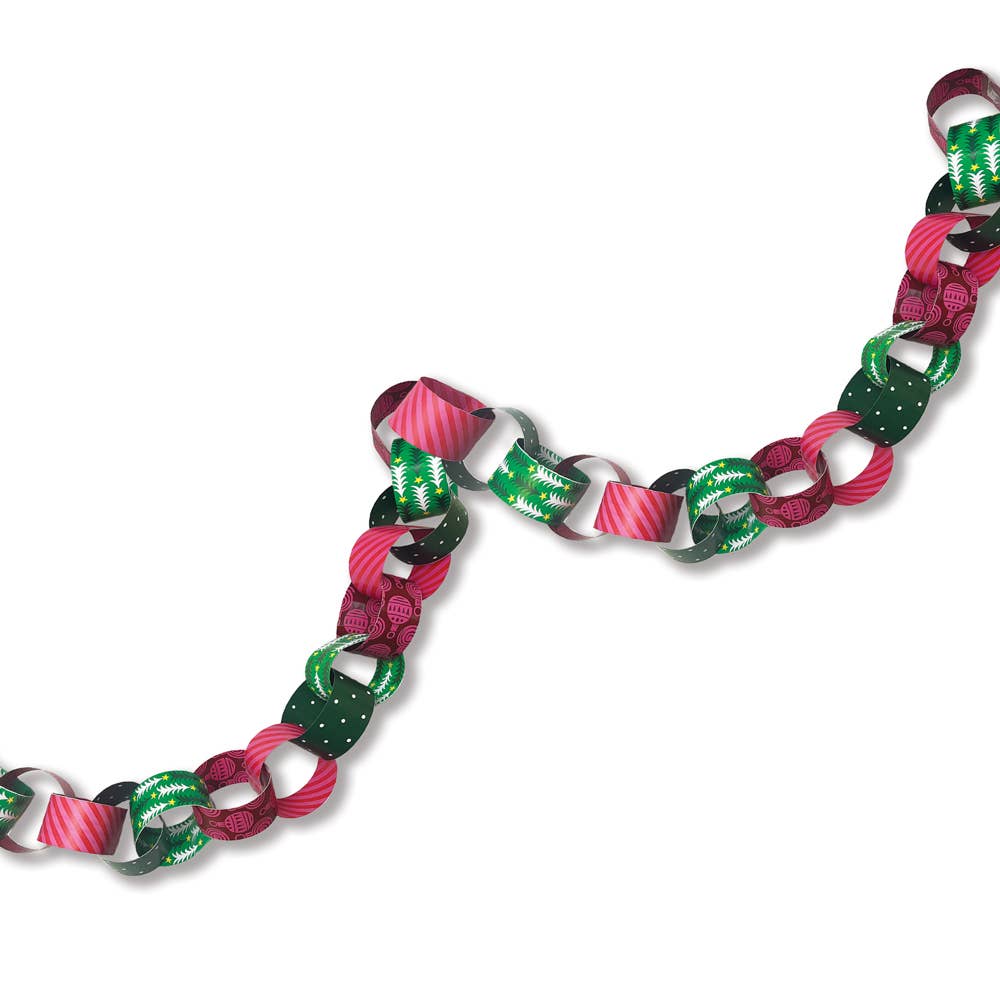 Christmas Paper Chains – Trees & Baubles | 100 Links | Approx. 6 Metres