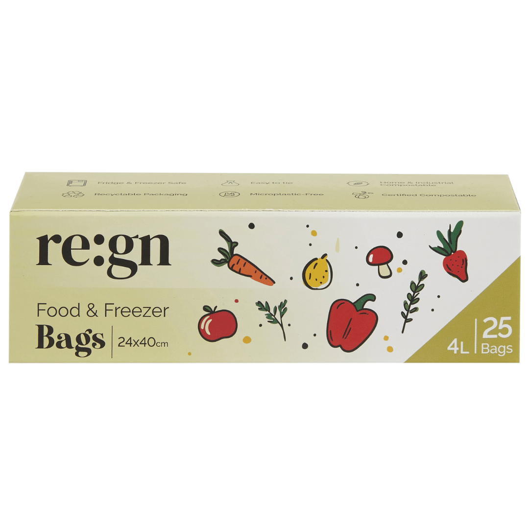 Certified Compostable Food & Freezer Bags 4 Litres (25 Bags) - Buy One Get One Half Price! - REGN