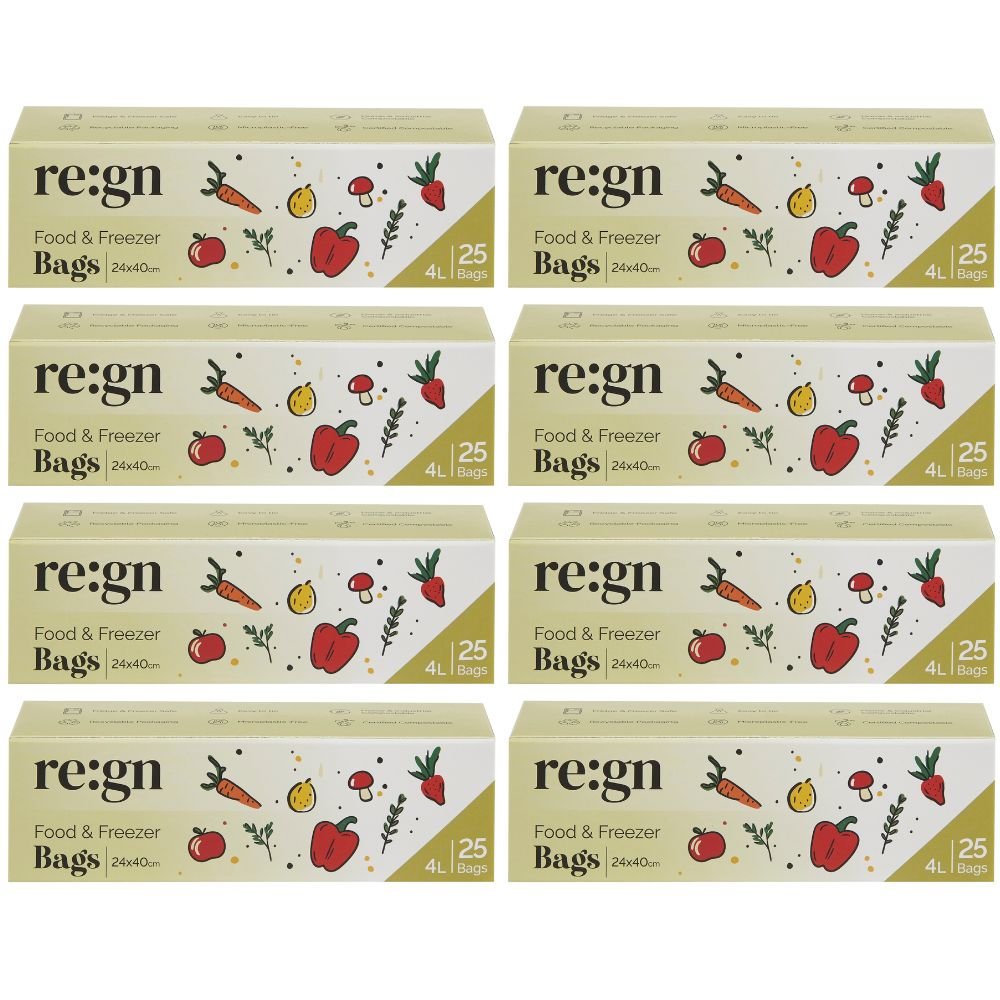 Certified Compostable Food & Freezer Bags | 8 Pack Bundle | Choice Of Size - REGN