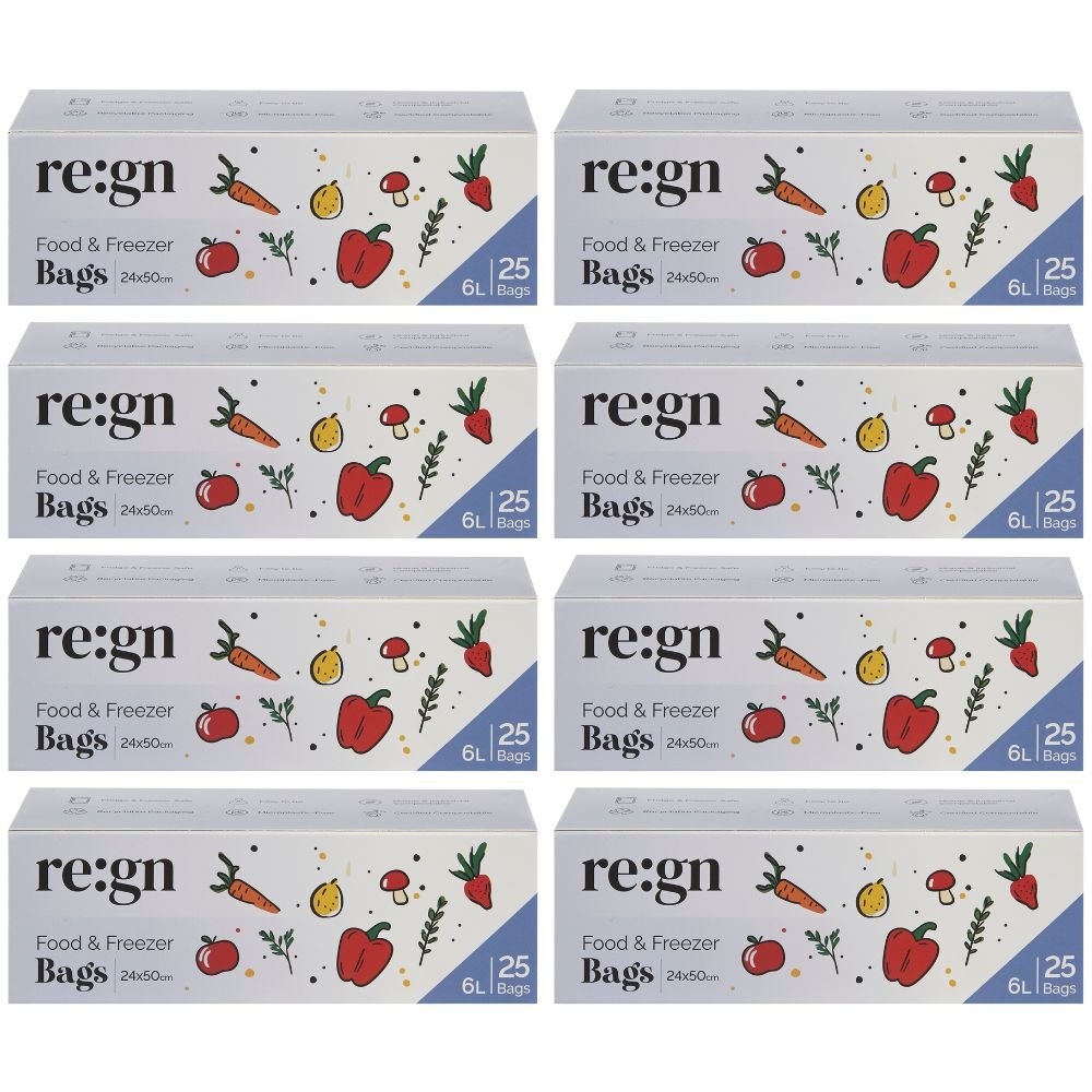 Certified Compostable Food & Freezer Bags | 8 Pack Bundle | Choice Of Size - REGN