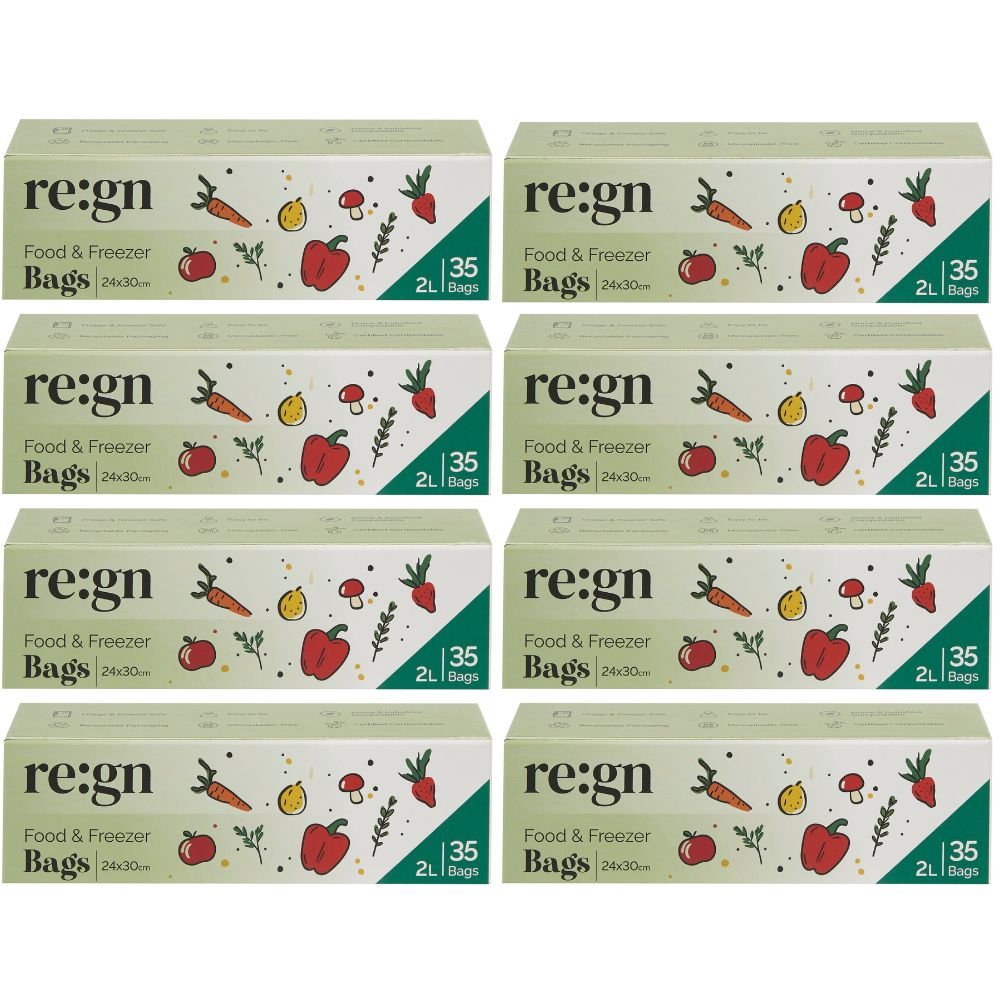 Certified Compostable Food & Freezer Bags | 8 Pack Bundle | Choice Of Size - REGN