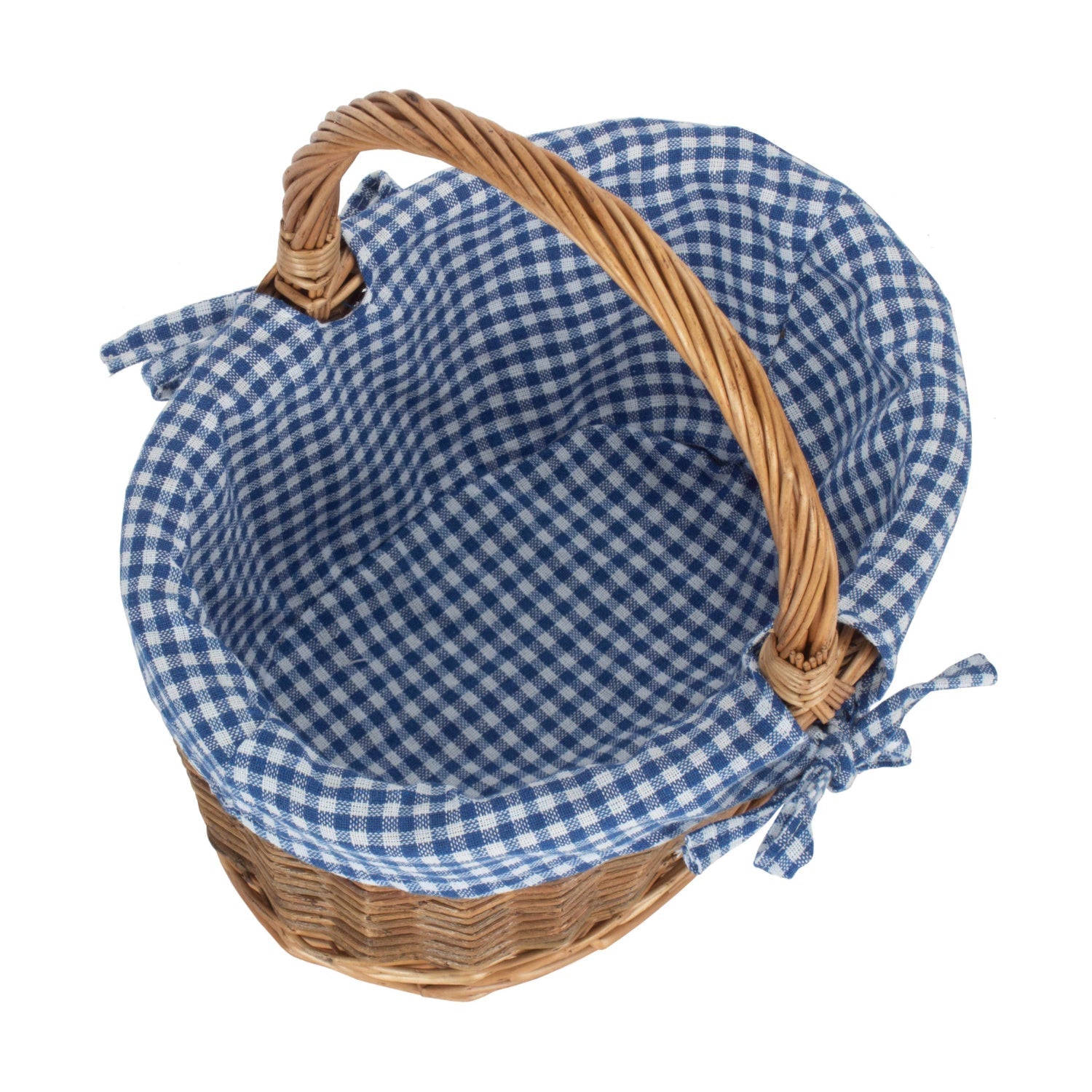 Child's Country Oval Shopper With Blue & White Checked Lining - REGN
