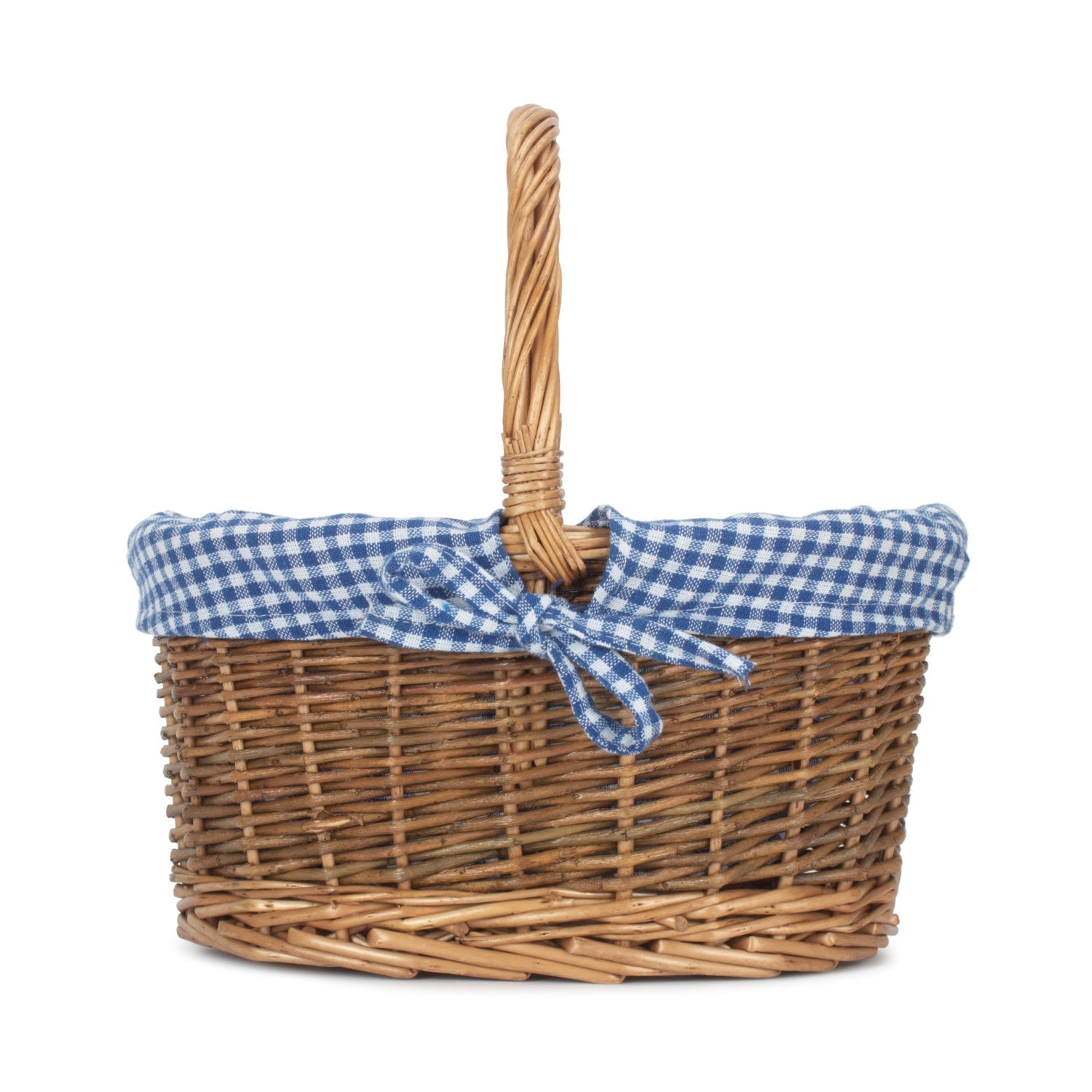 Child's Country Oval Shopper With Blue & White Checked Lining - REGN
