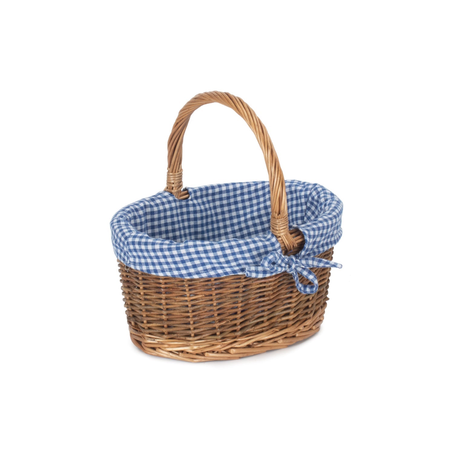Child's Country Oval Shopper With Blue & White Checked Lining - REGN