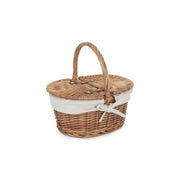Child's Light Steamed Finish Willow Oval Picnic Basket with White Lining - REGN