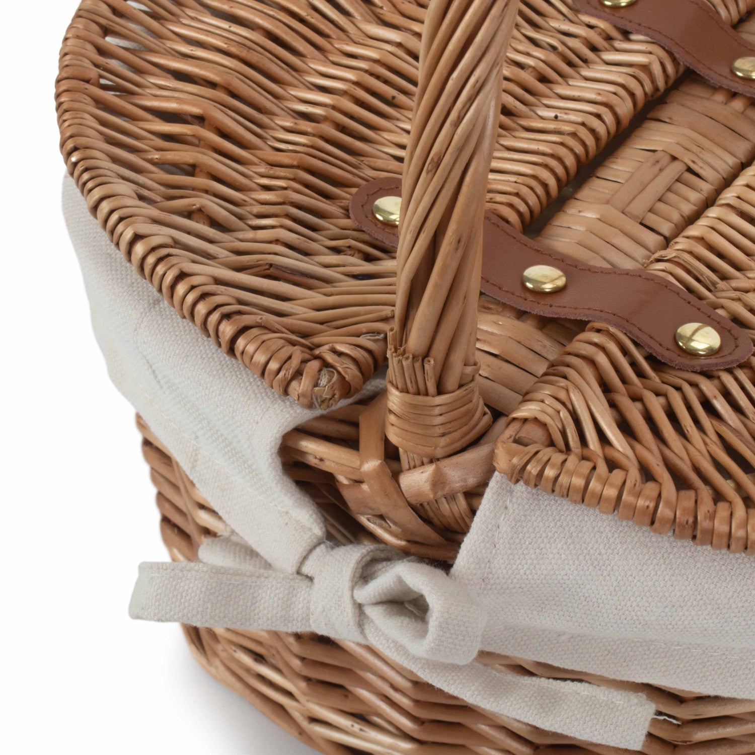Child's Light Steamed Finish Willow Oval Picnic Basket with White Lining - REGN