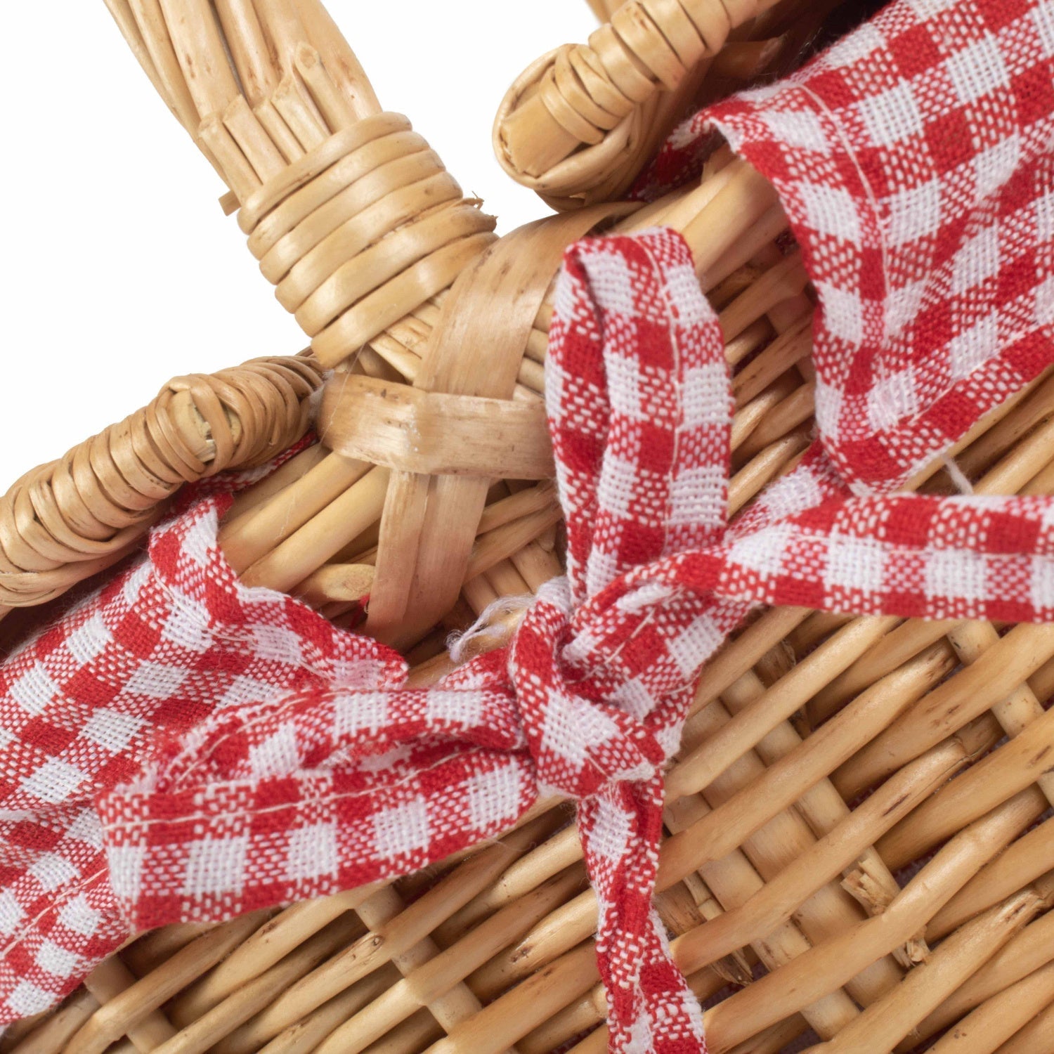 Child's Oval Lidded Buff Willow Hamper with Red & White Checked Lining - REGN