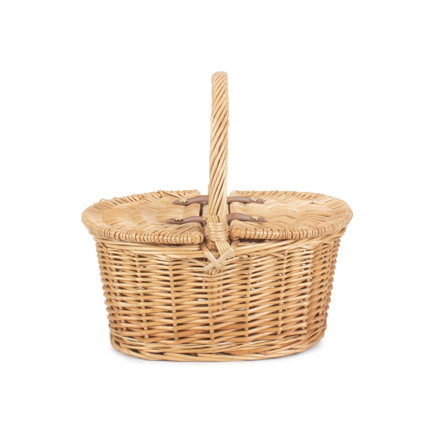 Child's Oval Willow Lidded Picnic Hamper Basket - REGN