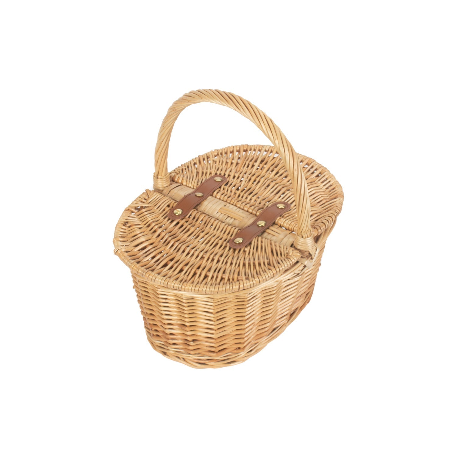 Child's Oval Willow Lidded Picnic Hamper Basket - REGN