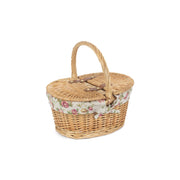 Child's Oval Willow Lidded Picnic Hamper with Garden Rose Lining - REGN