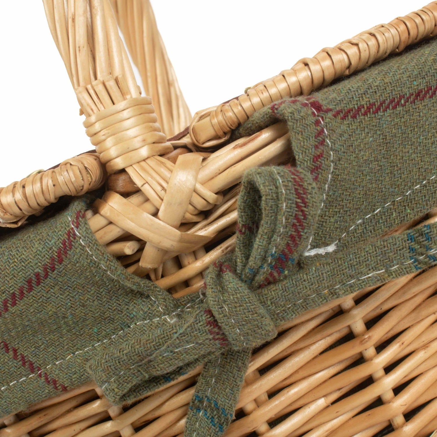 Child's Oval Willow Lidded Picnic Hamper with Green Tweed Lining - REGN