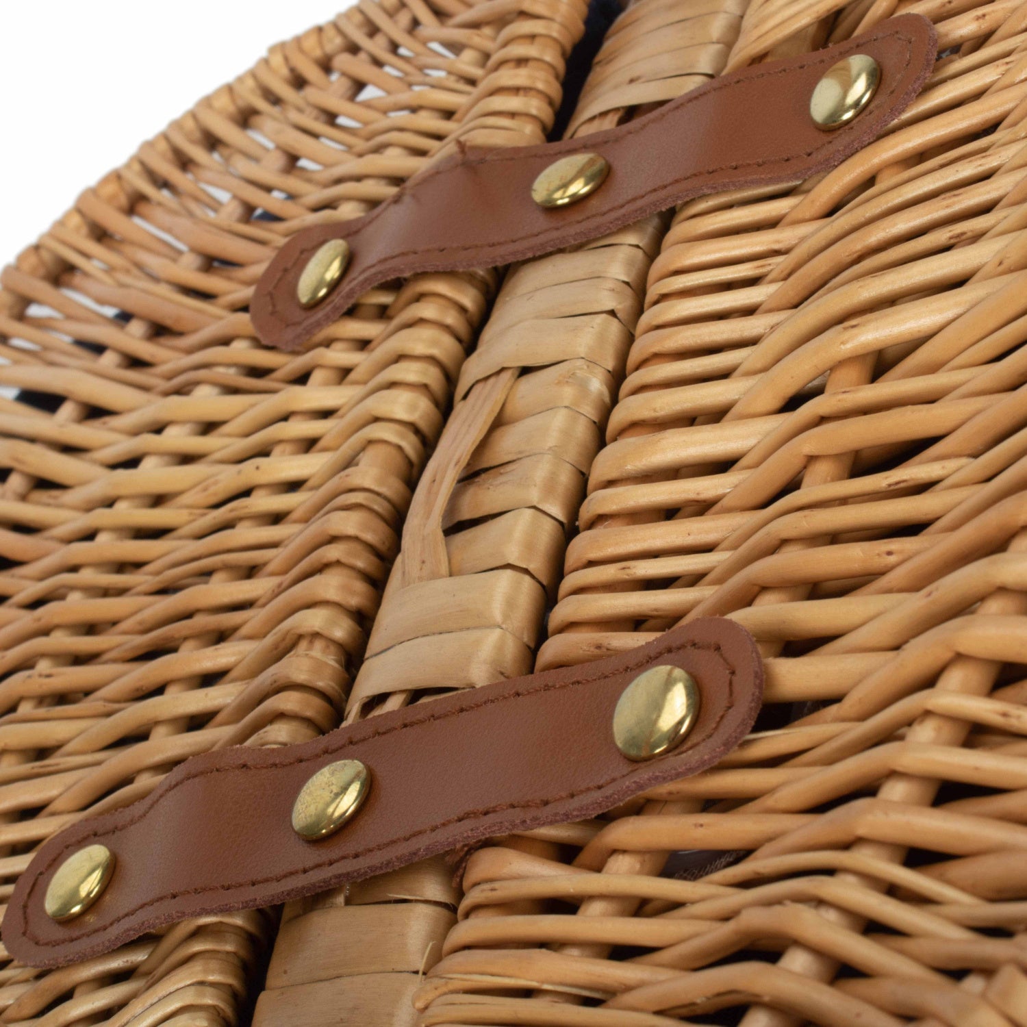Child's Oval Willow Lidded Picnic Hamper with Navy Blue Lining - REGN