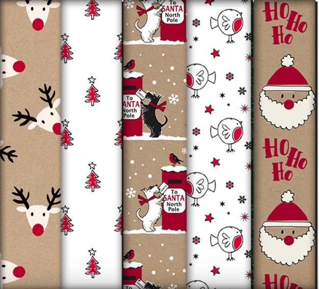 Christmas Ho Ho Wrapping Paper – Eco - Friendly FSC™ Recyclable Kraft - Single Sheet - REGN