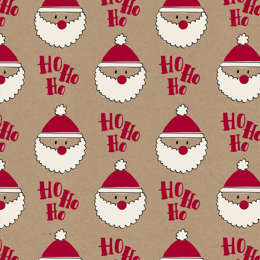 Christmas Ho Ho Wrapping Paper – Eco - Friendly FSC™ Recyclable Kraft - Single Sheet - REGN