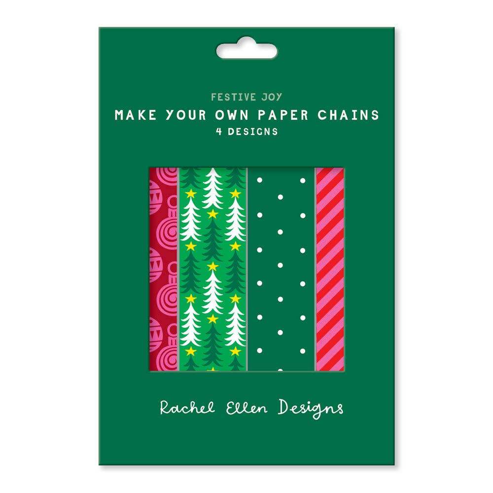 Christmas Paper Chains – Trees & Baubles | 100 Links | Approx. 6 Metres - REGN