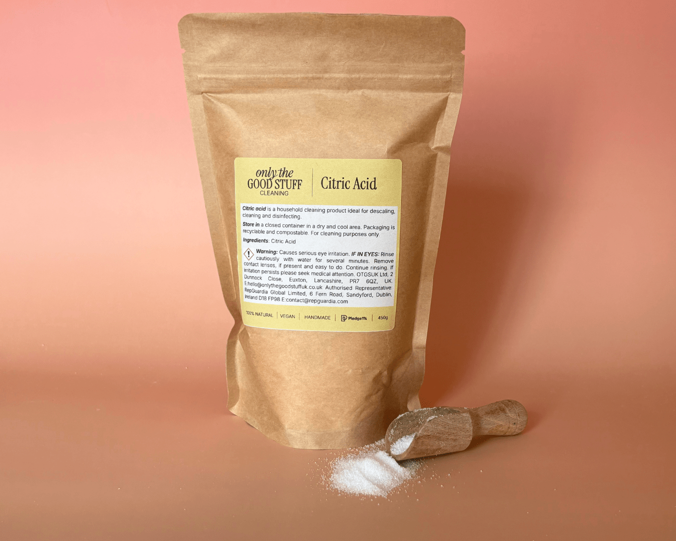 Citric Acid – 450g Natural Vegan Plastic - Free Cleaning Descaler - REGN