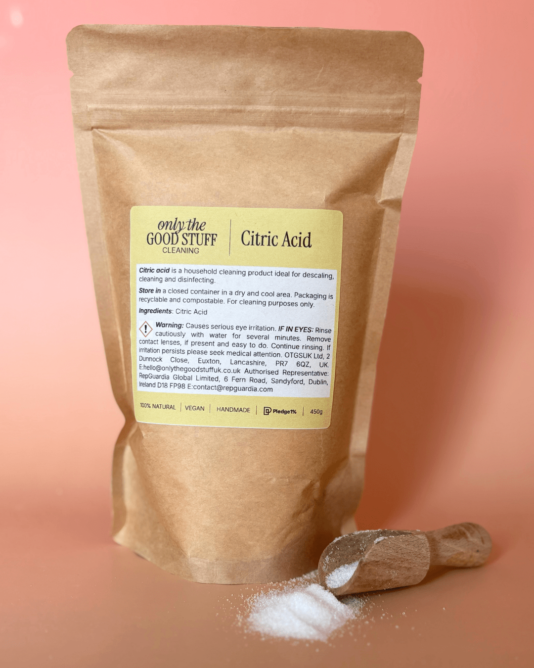 Citric Acid – 450g Natural Vegan Plastic - Free Cleaning Descaler - REGN