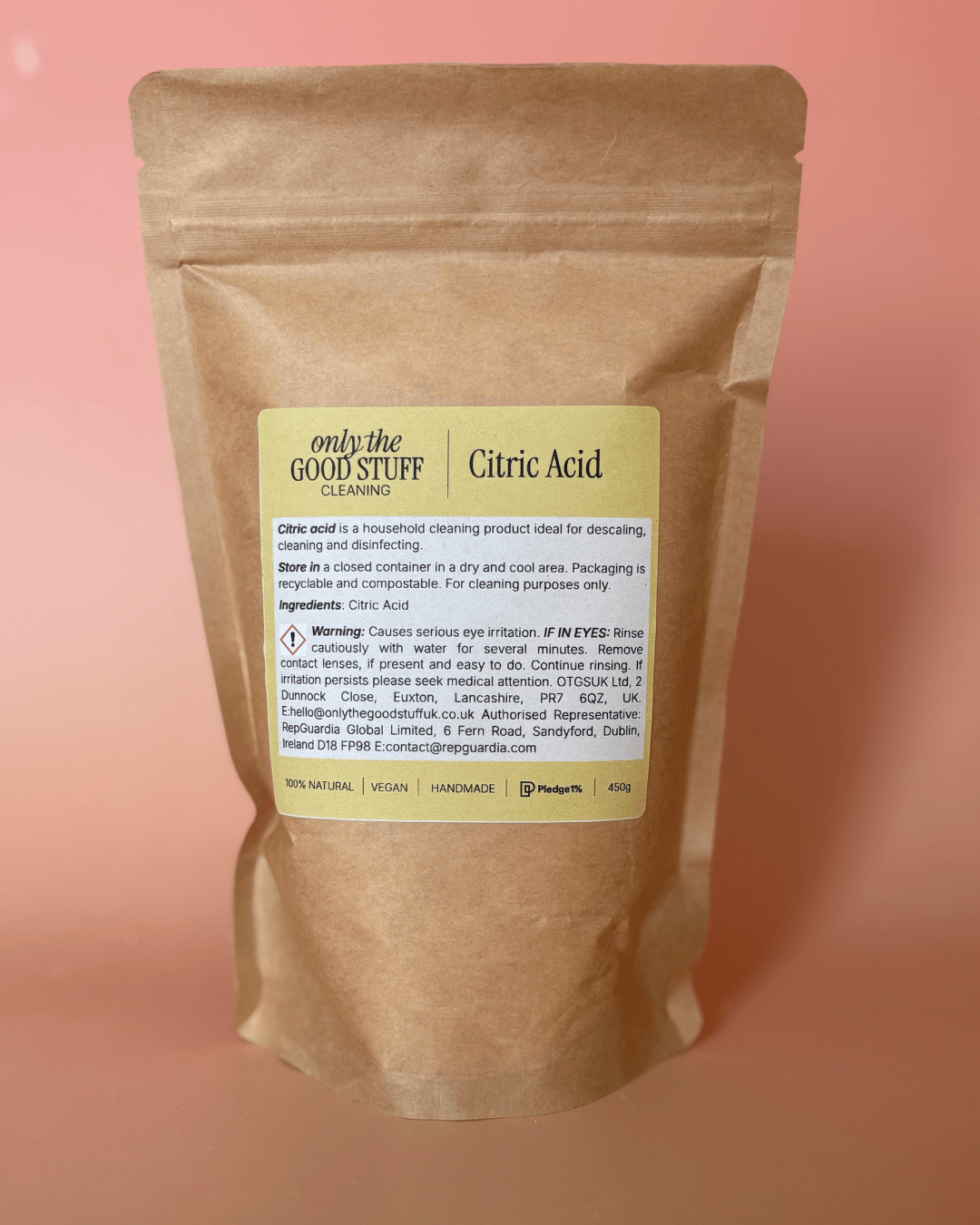 Citric Acid – 450g Natural Vegan Plastic - Free Cleaning Descaler - REGN