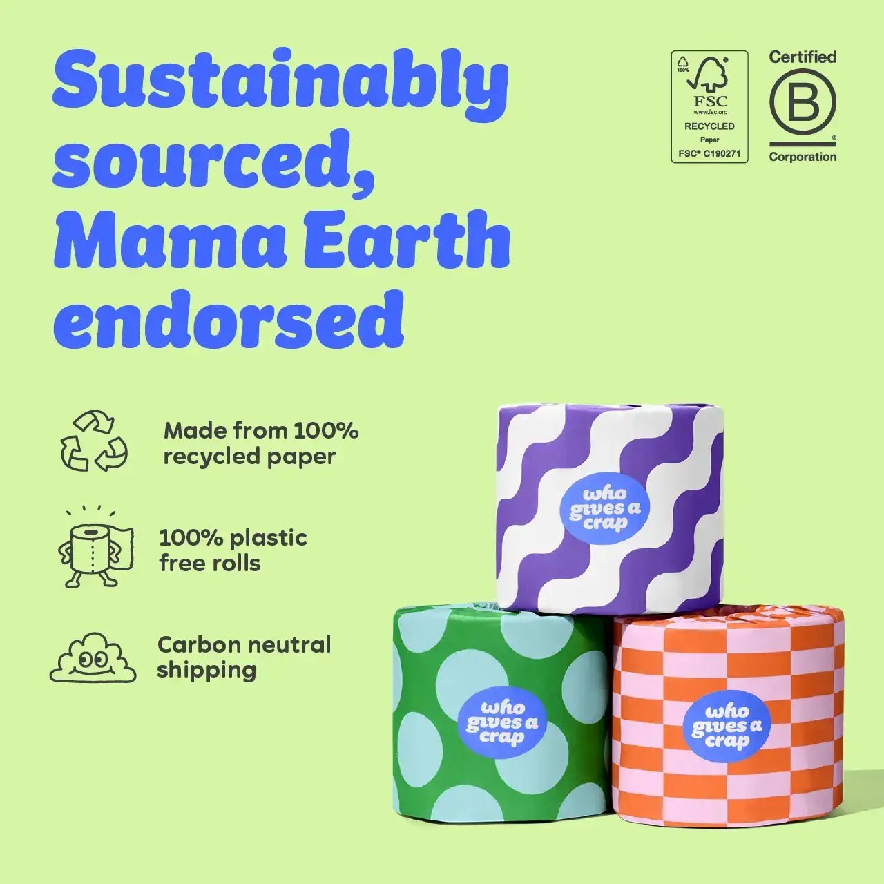 Classic Soft Toilet Tissue – 6 Mega Rolls Made from 100% Recycled Paper - REGN